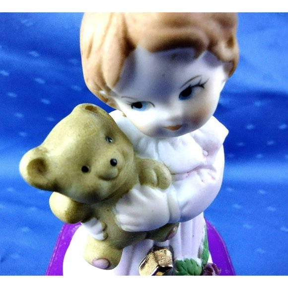 Vintage Enesco Giftware Brunette Kid 1 Birthday Girl Growing Up Girls 1982 - Picture 3 of 9